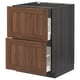 Dark wooden drawer unit with two large drawers, gentle close; part of IKEAs METOD kitchen system.