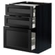 Black ikea METOD kitchen unit with drawers and compartments, dark modern design, self-closing drawers