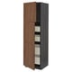 METOD kitchen cabinet with walnut-colored doors, multiple shelves, wooden finish, square shape, sturdy design.