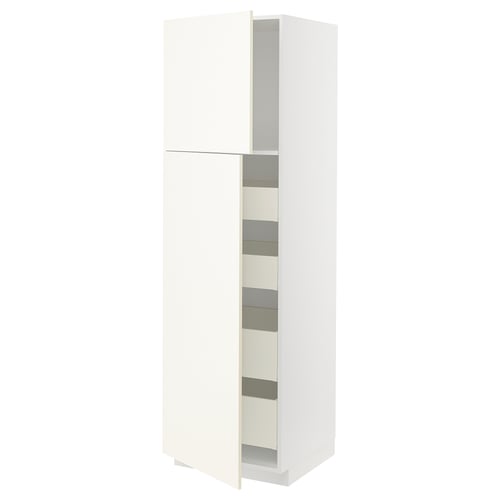 White METOD kitchen cabinet with multiple shelves, sleek design.