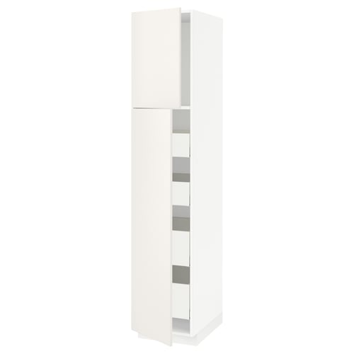 Ikea METOD white kitchen cabinet with smooth surfaces and multiple shelves.