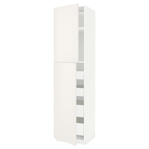 White kitchen cabinet, part of the METOD system, rectangular shape, clean design, solid frame construction, smooth-running drawers.