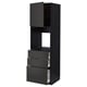 Black METOD kitchen unit: 3 drawers, single cabinet with open shelf.
