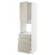 METOD / MAXIMERA High cab f oven w door/3 drawers, white/Stensund beige, 60x60x220 cm