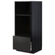 Black modern METOD cabinet with one visible drawer and an open shelf.