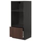 Modern dark brown kitchen cabinet with one pull-out drawer; sleek design.