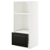 METOD / MAXIMERA High cab for oven/micro w drawer, white/Bodbyn black, 60x60x140 cm