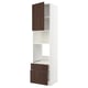 Ikea METOD kitchen unit, white with dark brown wood drawers and cabinet tops.