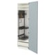 Modern grey-blue cabinet with adjustable shelf, smooth-closing drawer, metallic hardware, minimalist design.