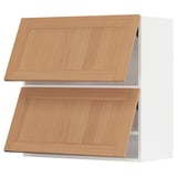 METOD Wall cab horizo 2 doors w push-open, white/Vedhamn oak, 80x80 cm