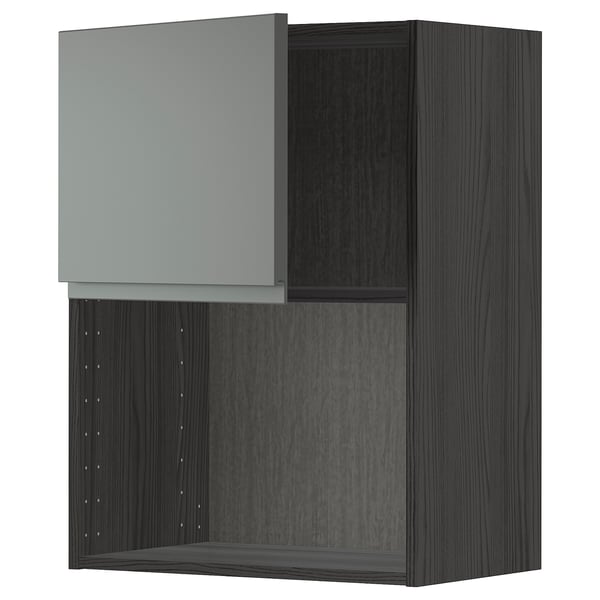 A dark grey METOD kitchen cabinet with a sleek design, featuring a smooth door and adjustable shelf.