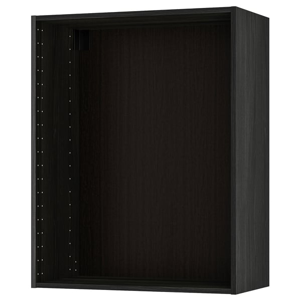 Black METOD wall cabinet, rectangular, modern, empty.
