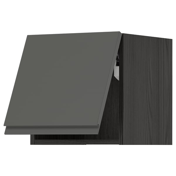 Modern dark grey kitchen cabinet with sleek, minimalist design.