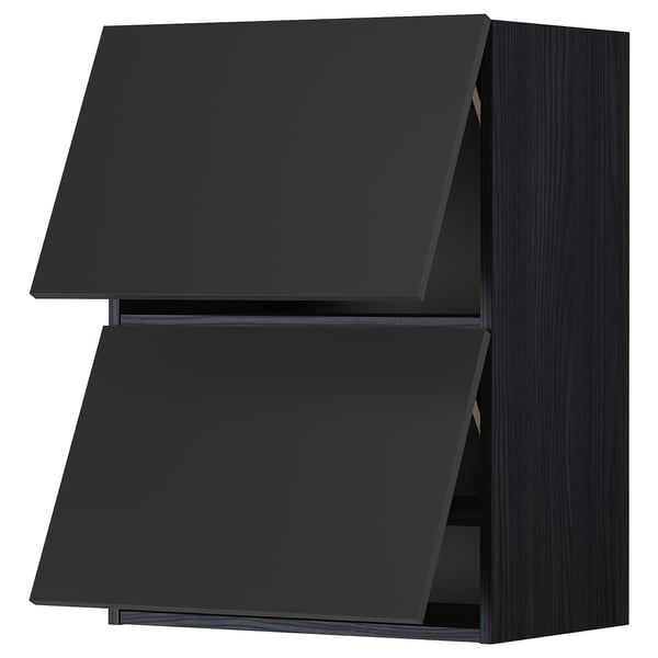 Modern black METOD wall cabinet with sleek, square design and minimalist style.