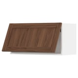 METOD Wall cabinet horizontal w push-open, white Enköping/brown walnut effect, 80x40 cm