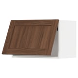 METOD Wall cabinet horizontal w push-open, white Enköping/brown walnut effect, 60x40 cm
