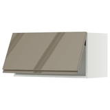 METOD Wall cabinet horizontal w push-open, white/Voxtorp high-gloss dark grey-brown, 80x40 cm