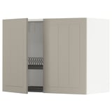METOD Wall cabinet w dish drainer/2 doors, white/Stensund beige, 80x60 cm