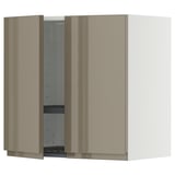 METOD Wall cabinet w dish drainer/2 doors, white/Voxtorp high-gloss dark grey-brown, 60x60 cm