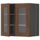 A wooden cabinet named METOD with glass doors in walnut finish, featuring adjustable shelves.