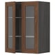 Modern dark wood kitchen cabinet with glass doors, adjustable shelves.