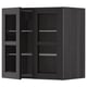 METOD black stained kitchen cabinet with glass doors, square shape.