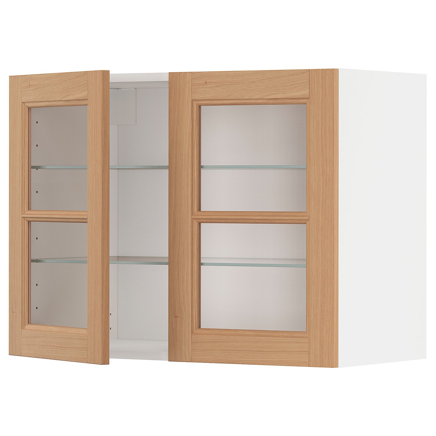 METOD Wall cabinet w shelves/2 glass drs