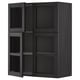 Black wooden cabinet with glass doors and shelves.