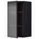 Black METOD kitchen cabinet, modern design with textured glass door, rectangular shape.