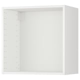 White METOD wall cabinet, square, open, empty, white interior, wooden frame, even edges.