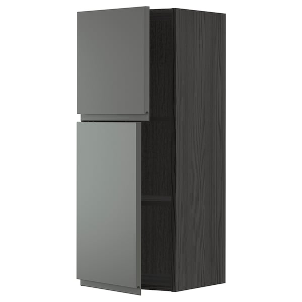 Modern kitchen cabinet, METOD series, dark grey, square shape with adjustable shelves.