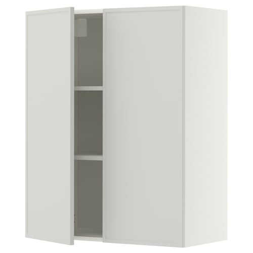 METOD Wall cabinet with shelves/2 doors, white/Aspudden light grey, 80x100 cm