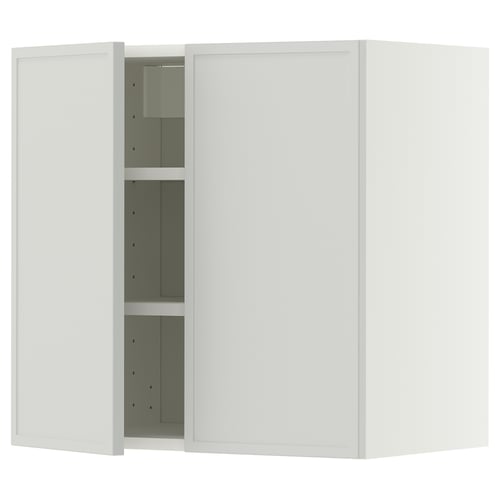 METOD Wall cabinet with shelves/2 doors, white/Aspudden light grey, 60x60 cm