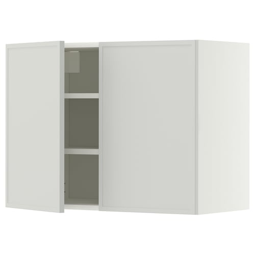 METOD Wall cabinet with shelves/2 doors, white/Aspudden light grey, 80x60 cm