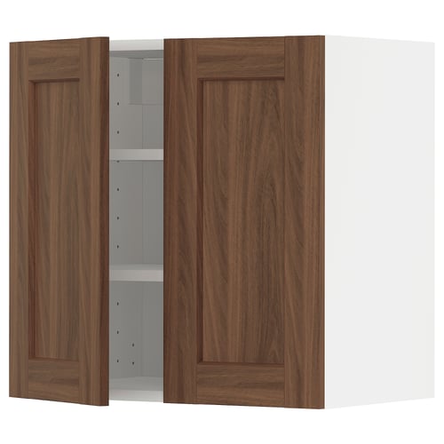 METOD kitchen cabinet: walnut wood, two doors, rectangular, wall-mounted, classic design.