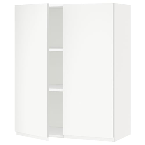 A white METOD kitchen cabinet with a minimalist design and adjustable shelves.