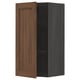 METOD kitchen cabinet, walnut wood finish, rectangular with dark interior, adjustable shelf, sturdy build.