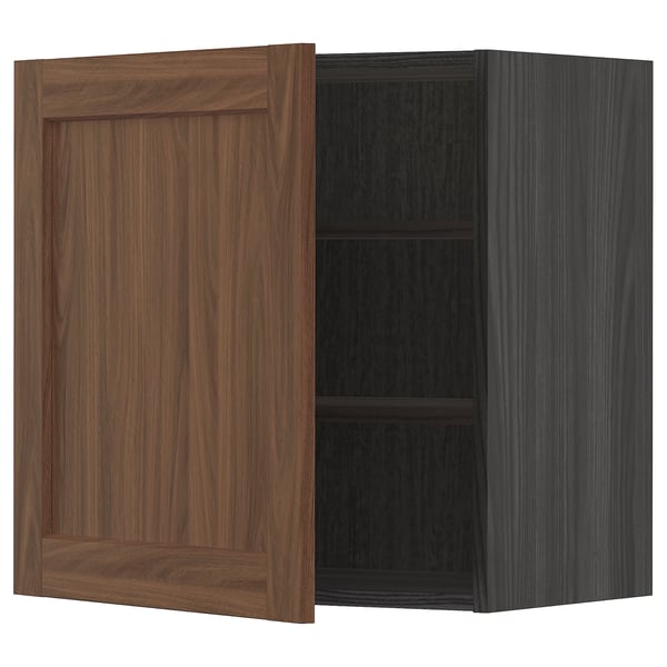 METOD kitchen unit with walnut-colored wood-effect door, adjustable shelf.