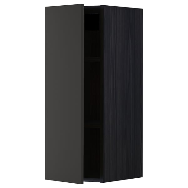 A dark gray METOD wall cabinet with a sleek, modern design and a single door, part of the ikea kitchen system.