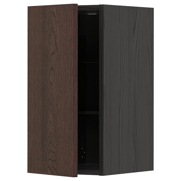 METOD kitchen cabinet, dark brown sinarp wood, square, dual doors.