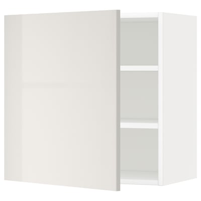 METOD Wall cabinet with shelves, white/Ringhult light grey, 60x60 cm