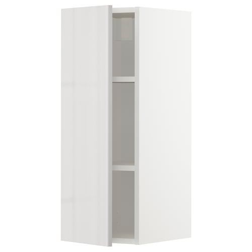 White METOD kitchen cabinet, glossy design, rectangular, high storage.