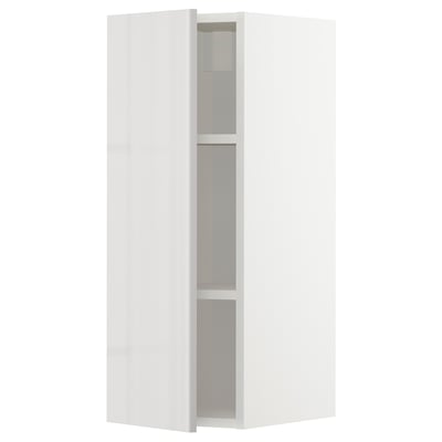 METOD Wall cabinet with shelves, white/Ringhult light grey, 30x80 cm