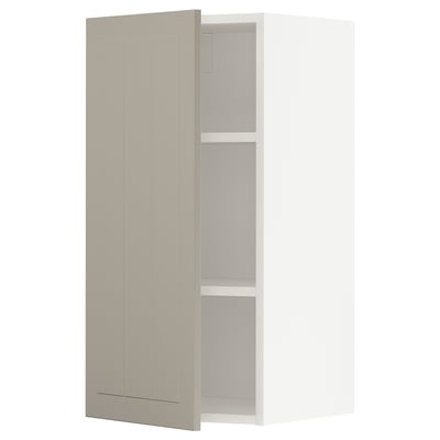 METOD Wall cabinet with shelves, white/Stensund beige, 40x80 cm