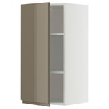 METOD Wall cabinet with shelves, white/Voxtorp high-gloss dark grey-brown, 40x80 cm