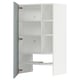 METOD high-gloss grey-blue cabinet, three adjustable shelves, left or right door.