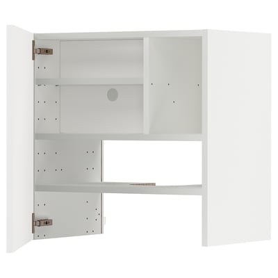 METOD Wall cb f extr hood w shlf/door, white/Ringhult light grey, 60x60 cm