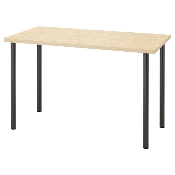 MITTCIRKEL / ADILS Desk, lively pine effect black, 120x60 cm