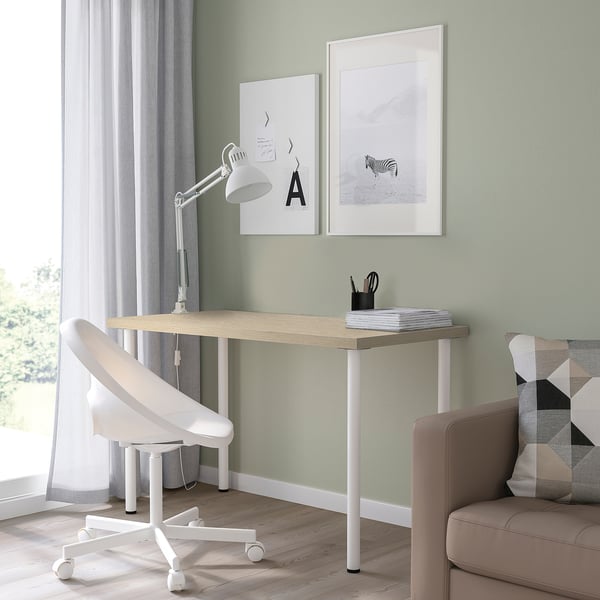 MITTCIRKEL / ADILS Desk, lively pine effect white, 120x60 cm