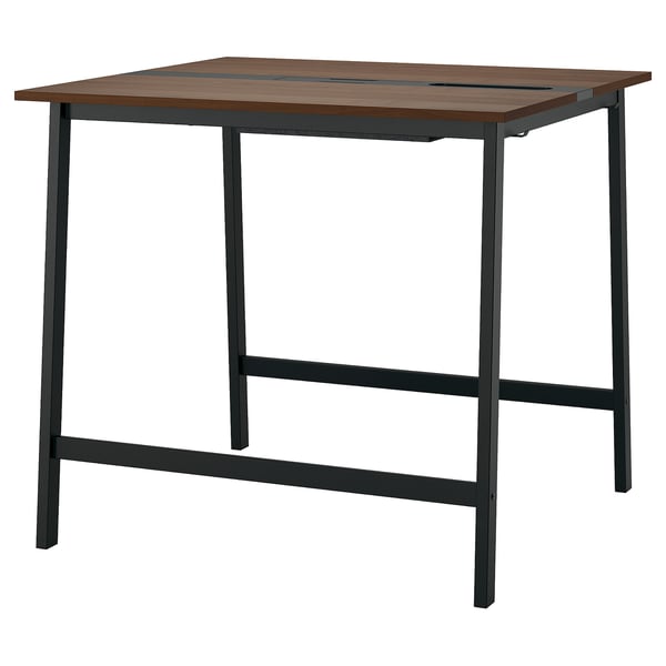 MITTZON Conference table, walnut veneer/black, 120x108x105 cm